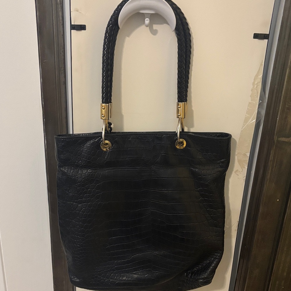 Michael Kors Black Croc-Embossed Tote Bag
